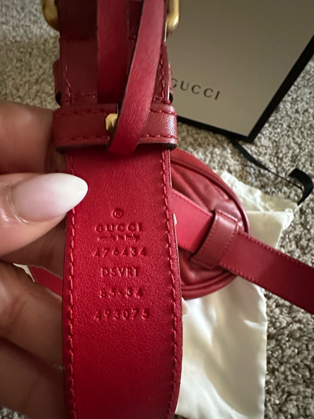 Gucci GG Marmont Matelassé Leather Belt Bag; Color Red; Very Good Condition - Picture 11 of 11